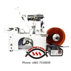 เครื่องติดสติ๊กเกอร์ขวดกลมแบบกึ่งออโต้ รุ่น MT-50C (มีพิมพ์วันที่)